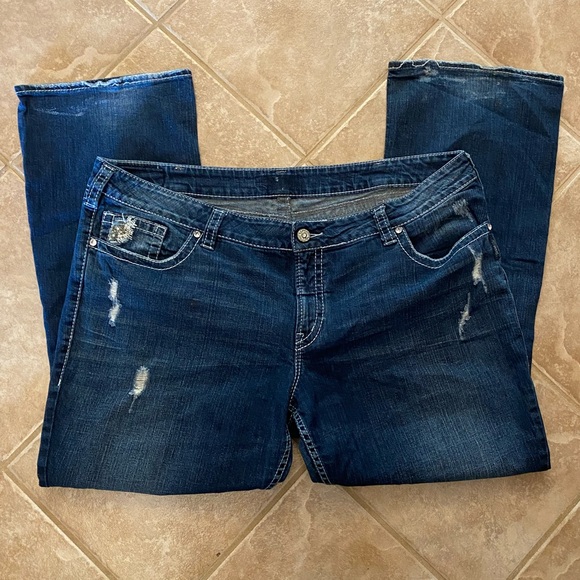 Silver Jeans Suki Surplus Plus Size Jeans Thick Stitch Embellished Flap Pockets - Picture 4 of 14